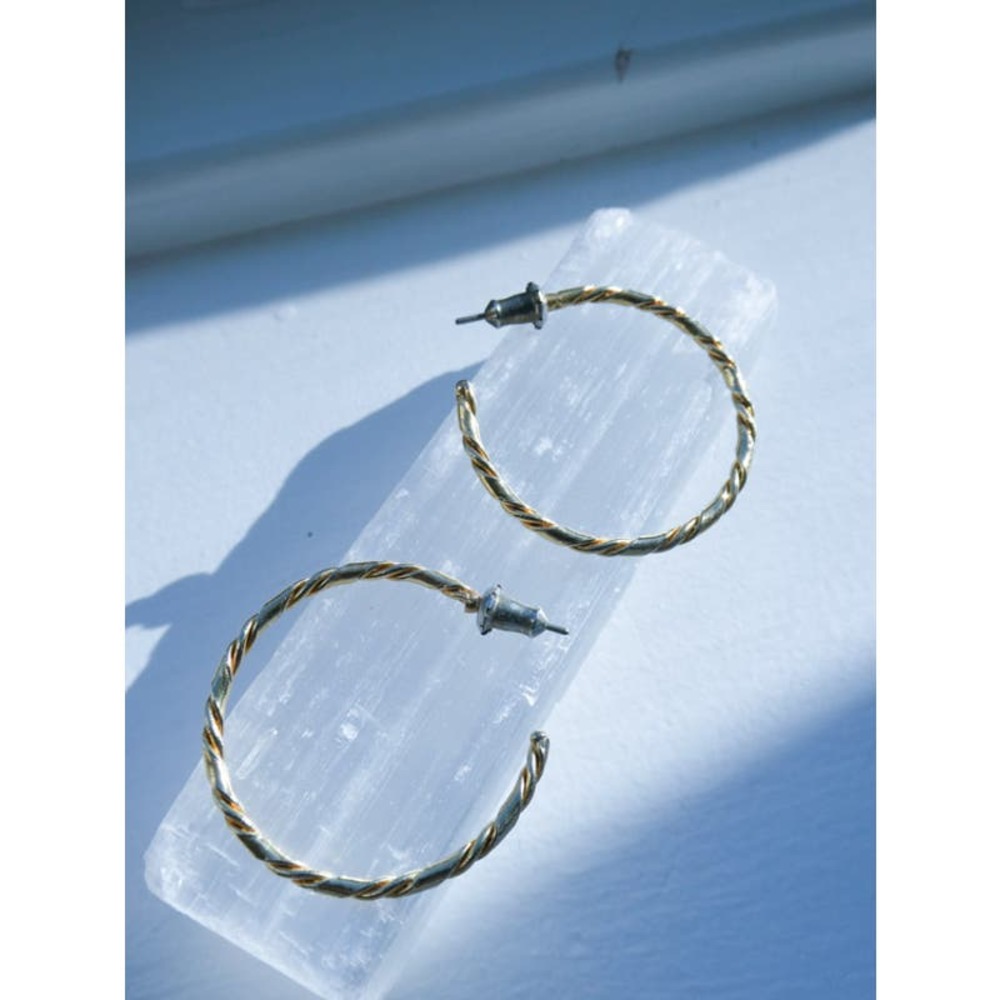 Gold Tone Push Back Hoops Twist